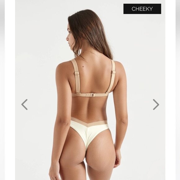 NWT OneOne Swimwear Bikini SET Juno Beach Kameron Jesse New Beige Small Neutral - Picture 2 of 5